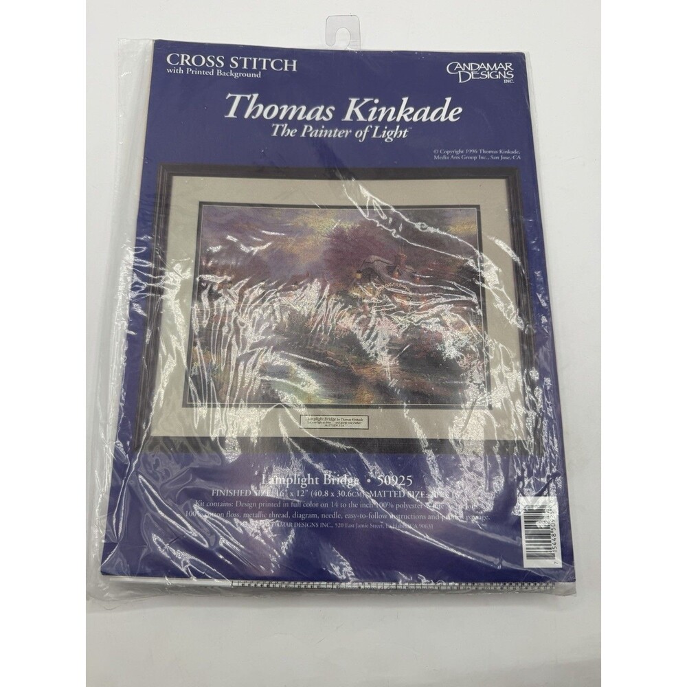 Thomas Kinkade Cross Stitch Kit Lamplight Bridge Candamar Designs 50925 NEW